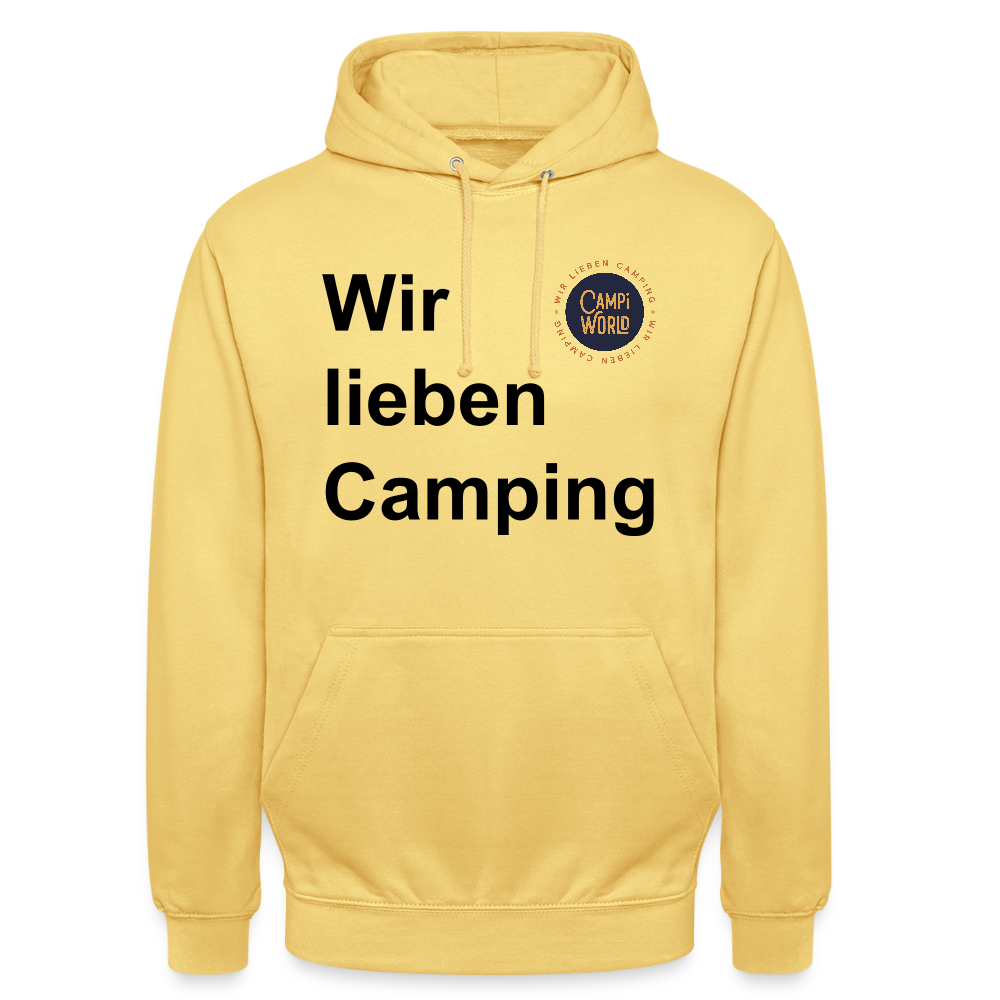 Unisex Hoodie "Wir lieben Camping" - Zitronengelb