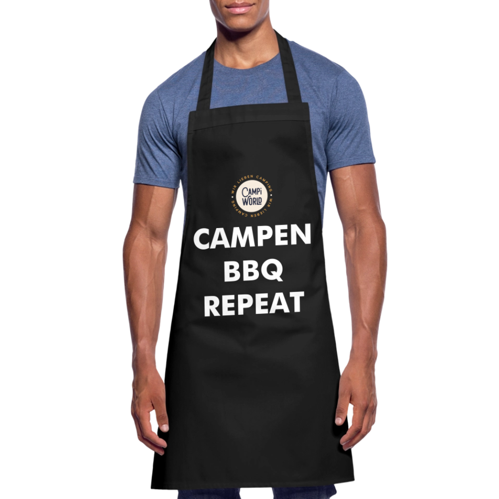 Kochschürze „Campen BBQ Repeat“ - Schwarz