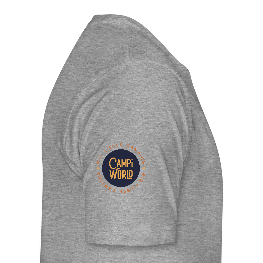 Männer Premium T-Shirt „Eat Sleep Camp Repeat“ - Grau meliert