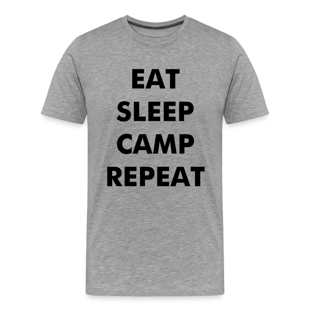 Männer Premium T-Shirt „Eat Sleep Camp Repeat“ - Grau meliert