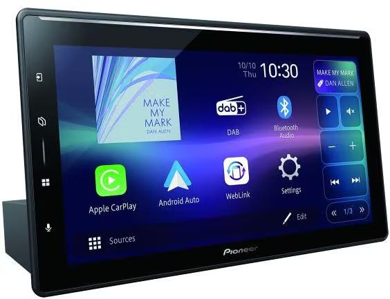 Pioneer SPH-EVO107DAB 10,1 Zoll – Hauptmenü mit DAB und Bluetooth