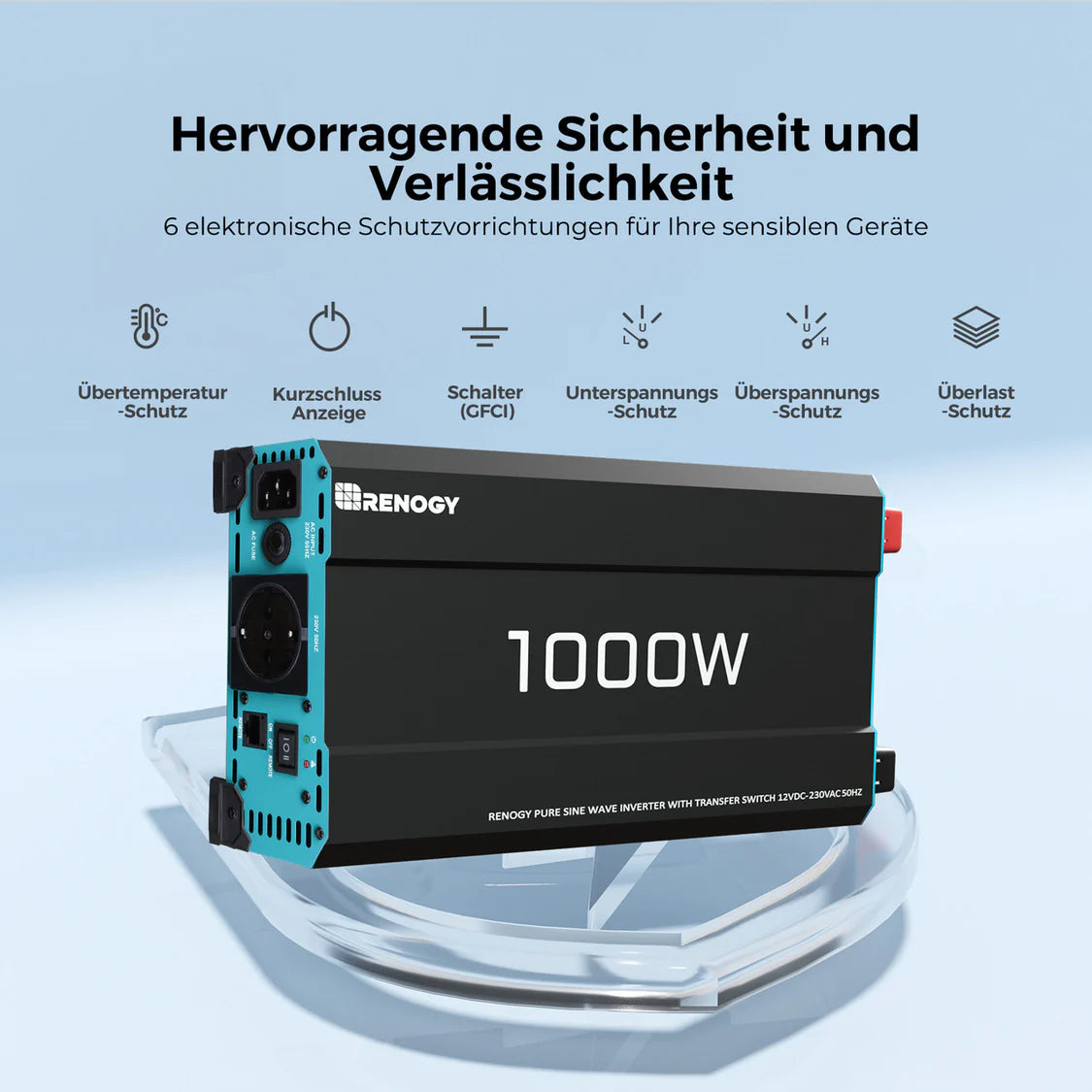Sinus Wechselrichter 1000W mit Netzvorrangschaltung inkl. Einbau