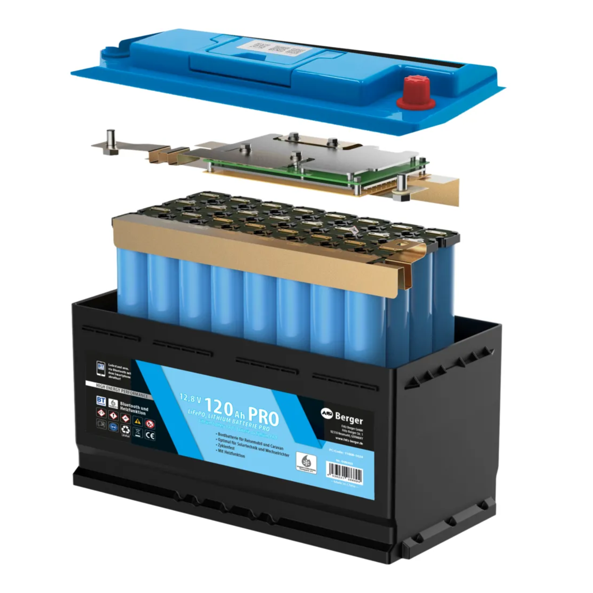 Lithiumbatterie 2x120Ah mit Bluetooth/BMS/Heizung + Einbau