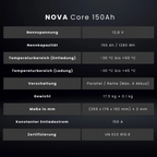 Wattstunde Nova Core 150 Ah Lithiumbatterie – mit Bluetooth / BMS / Heizung & Einbau