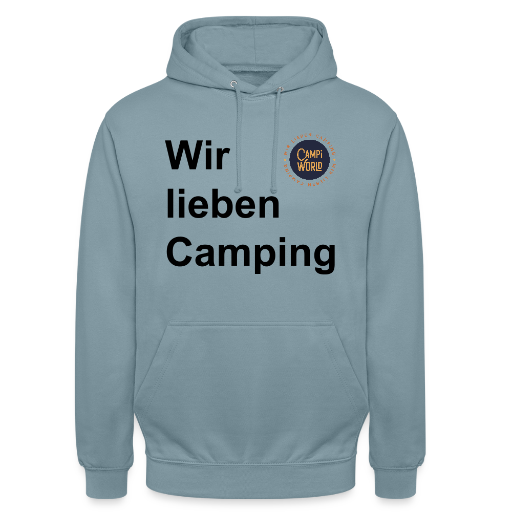 Unisex Hoodie "Wir lieben Camping" - Nebelblau