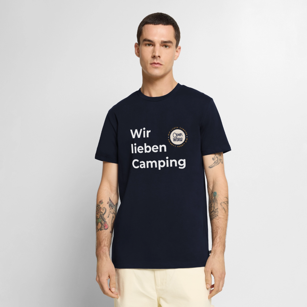 Premium Bio Shirt "Wir lieben Camping" - Navy