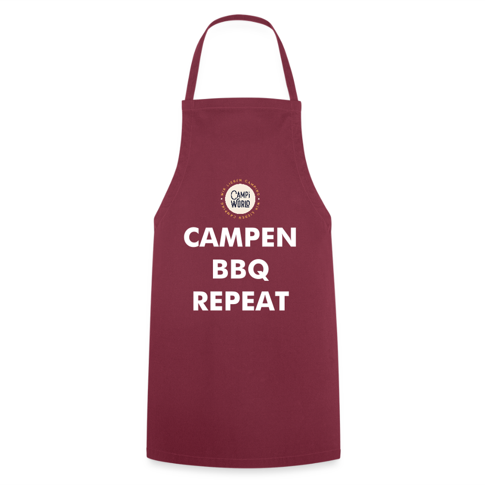 Kochschürze „Campen BBQ Repeat“ - Bordeaux