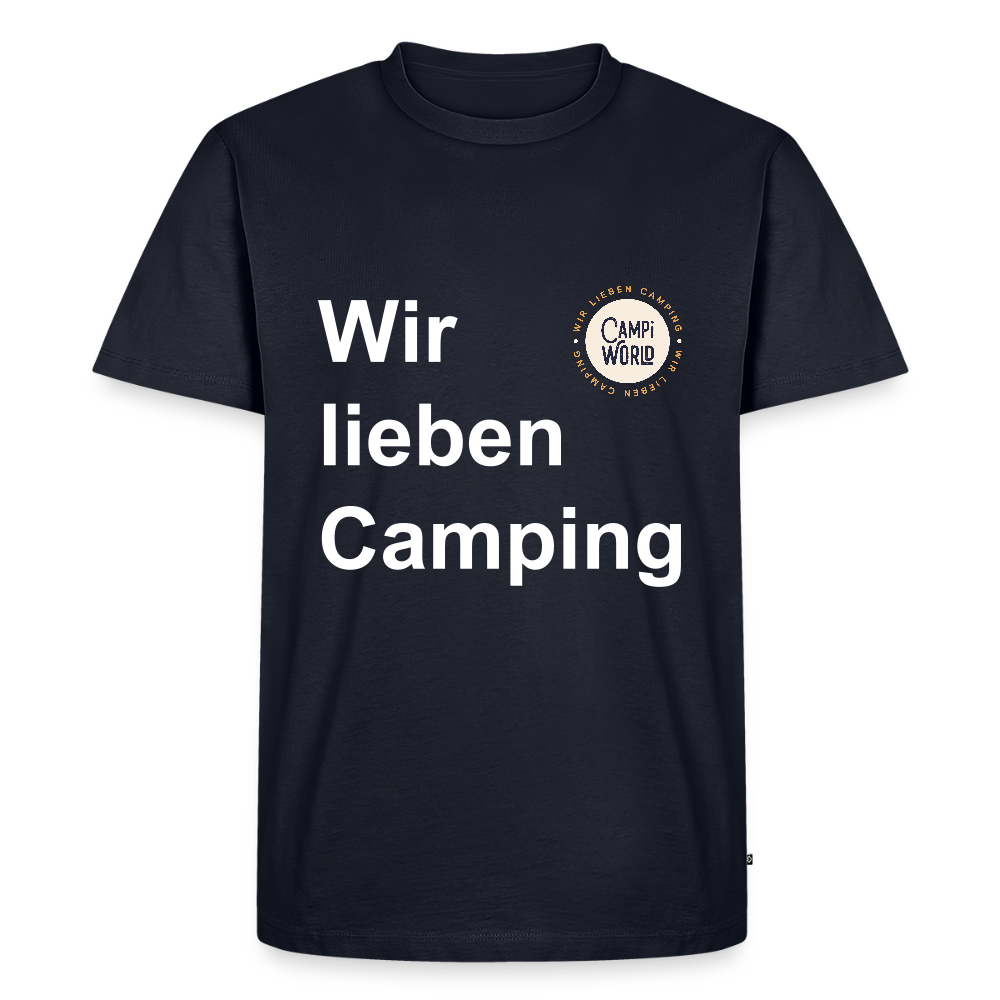 Premium Bio Shirt "Wir lieben Camping" - Navy