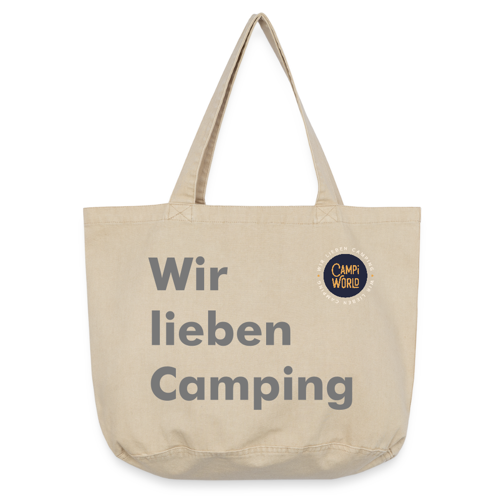 Vintage-Washed Shopper „Wir lieben Camping“ Rosa - Vintage Sand 