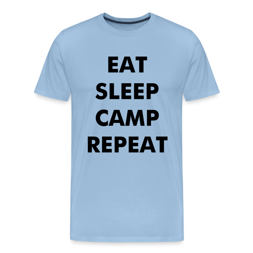 Männer Premium T-Shirt „Eat Sleep Camp Repeat“ - Sky