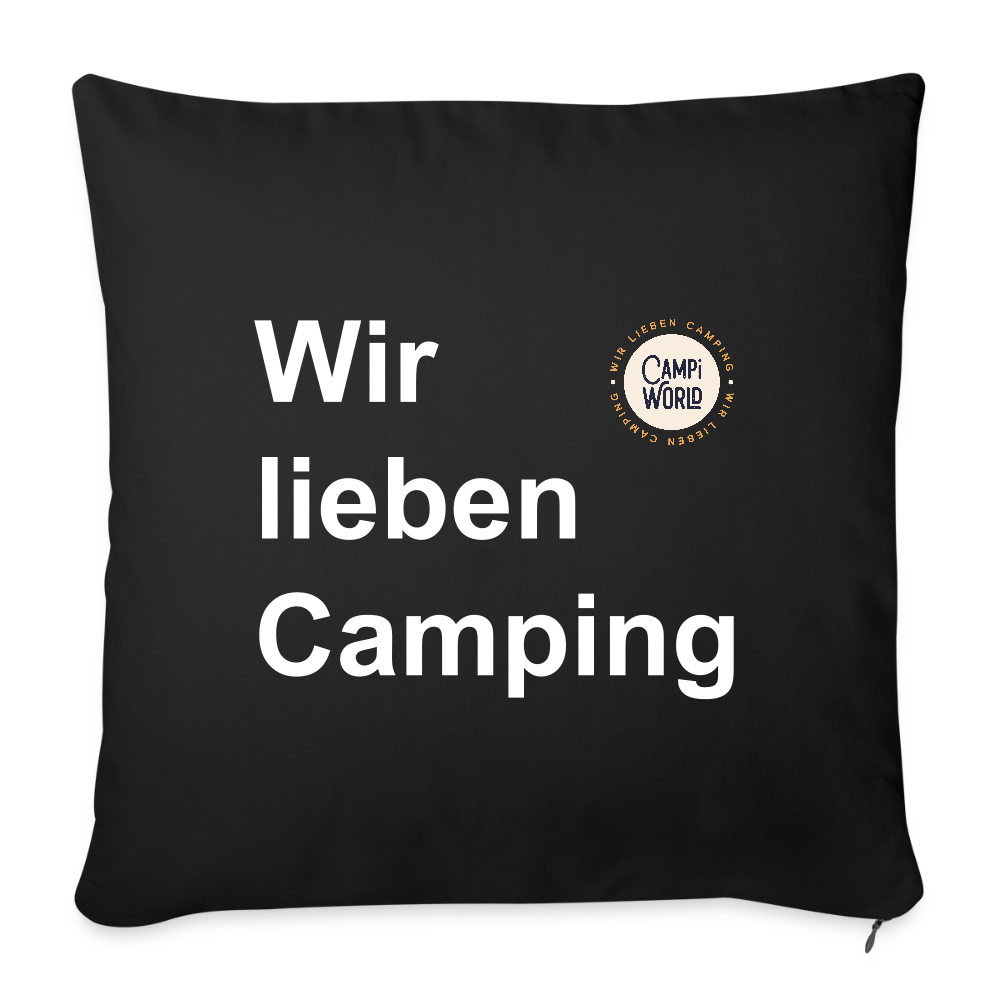 Sofakissen "Wir lieben Camping" mit Füllung 44 x 44 cm - Schwarz