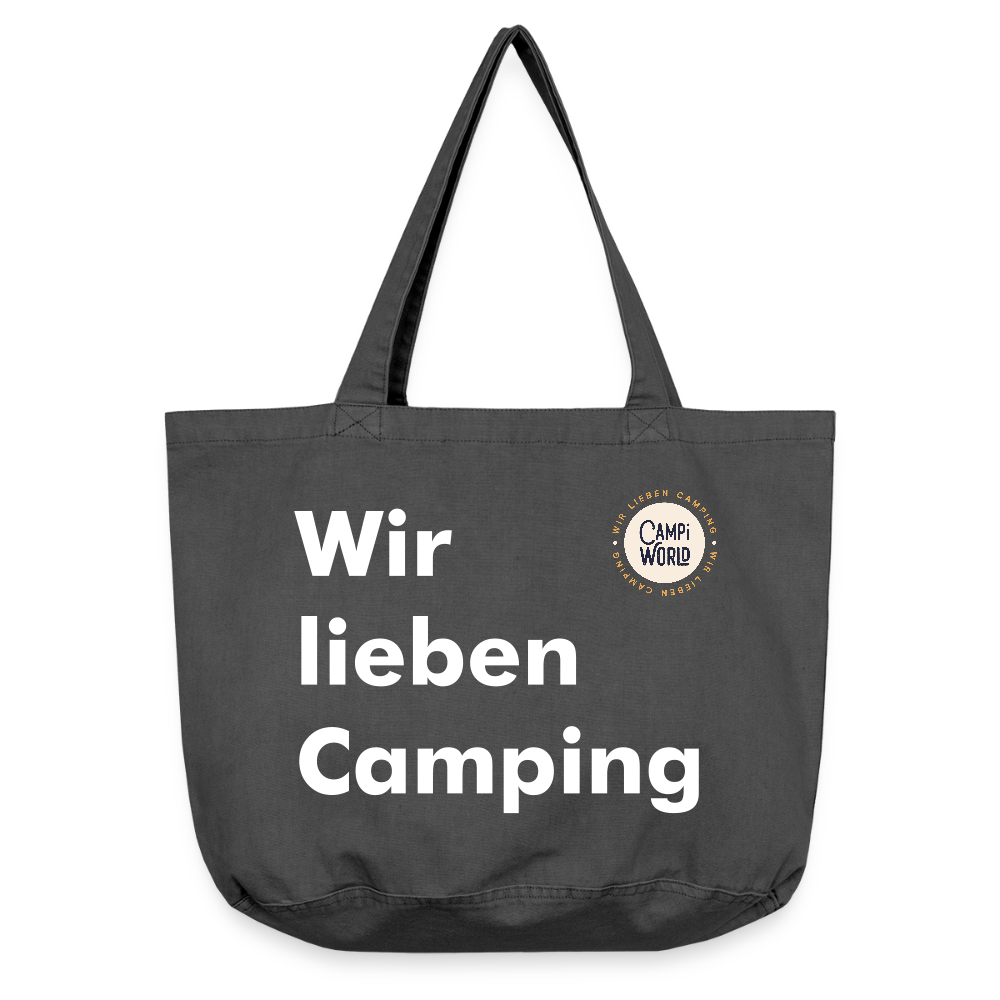 Vintage-Washed Shopper „Wir lieben Camping“ - Vintage Schwarz