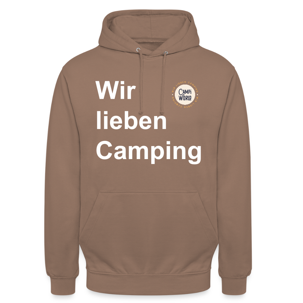 Unisex Hoodie "Wir lieben Camping" - Mokka