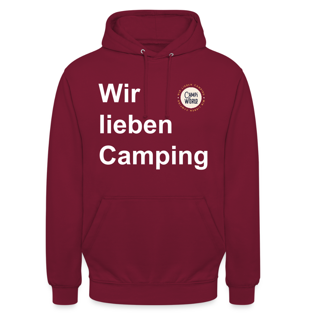 Unisex Hoodie "Wir lieben Camping" - Bordeaux