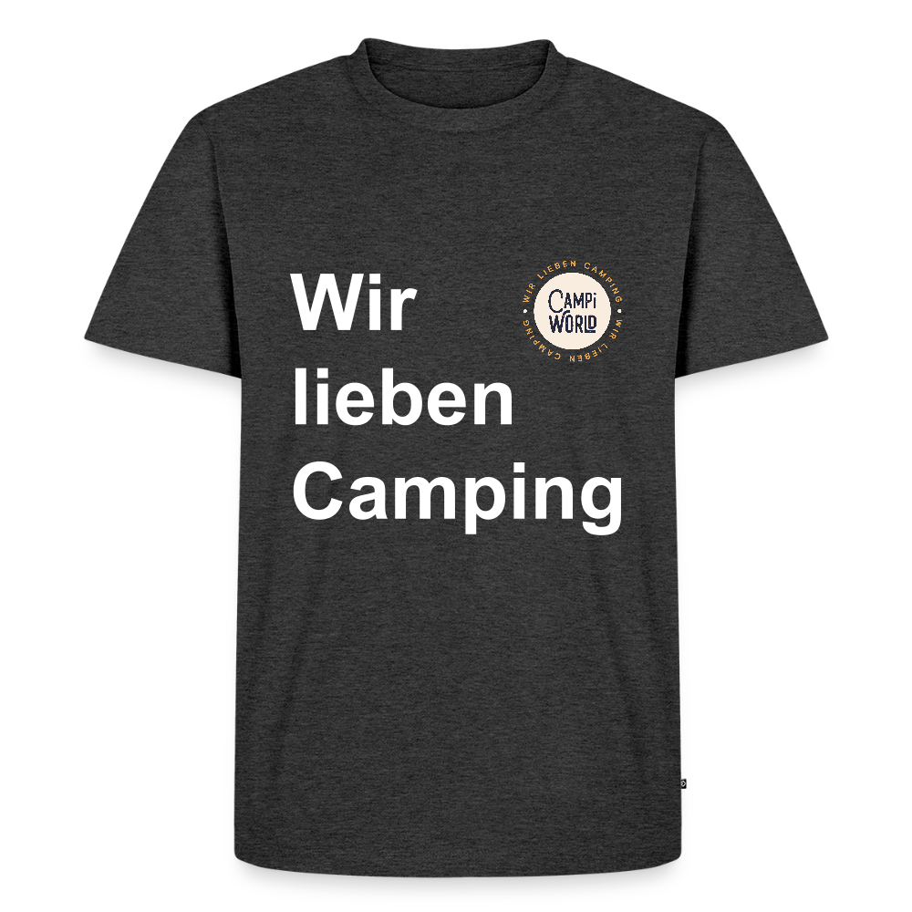 Premium Bio Shirt "Wir lieben Camping" - Anthrazit meliert
