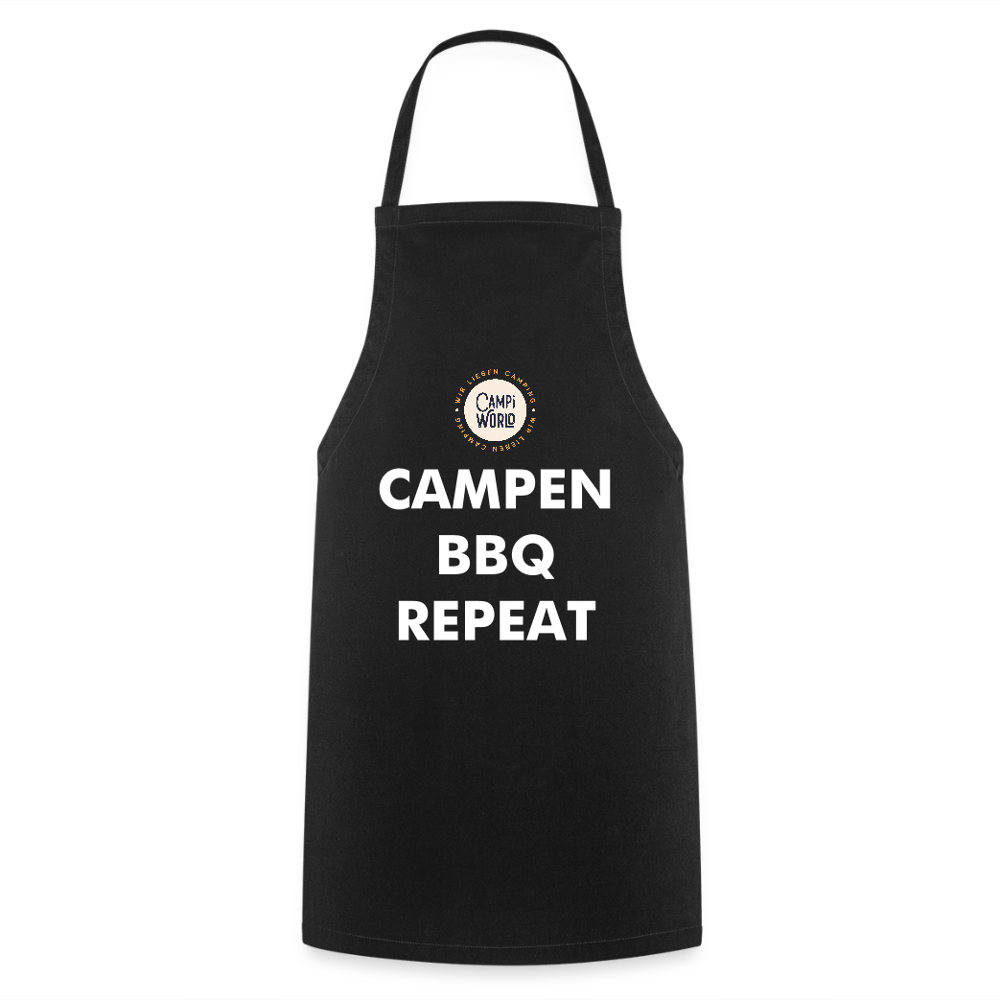 Kochschürze „Campen BBQ Repeat“ - Schwarz