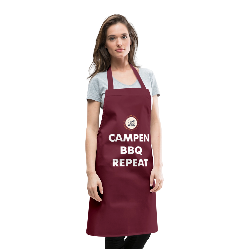 Kochschürze „Campen BBQ Repeat“ - Bordeaux