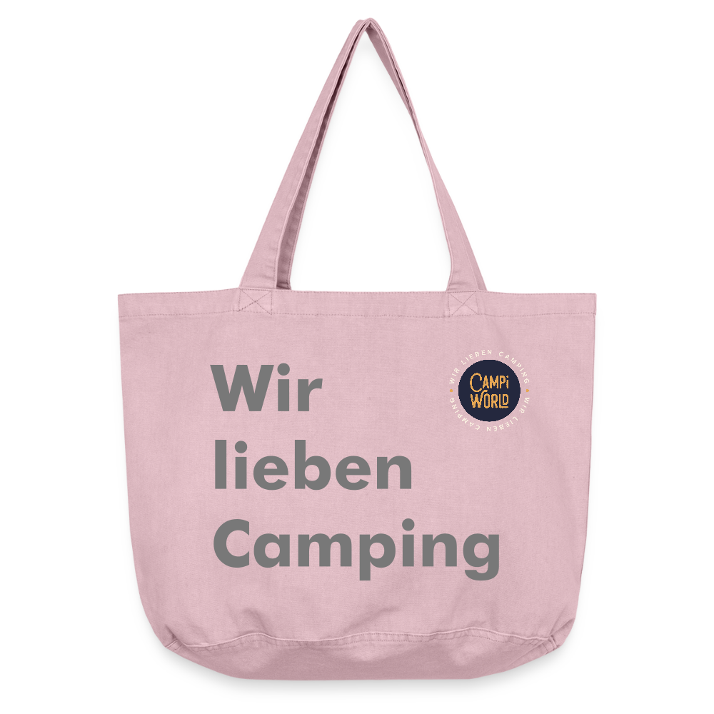 Vintage-Washed Shopper „Wir lieben Camping“ Rosa - Vintage Rosa
