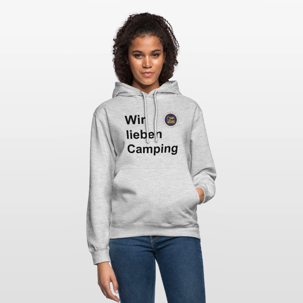 Unisex Hoodie "Wir lieben Camping" - Hellgrau meliert