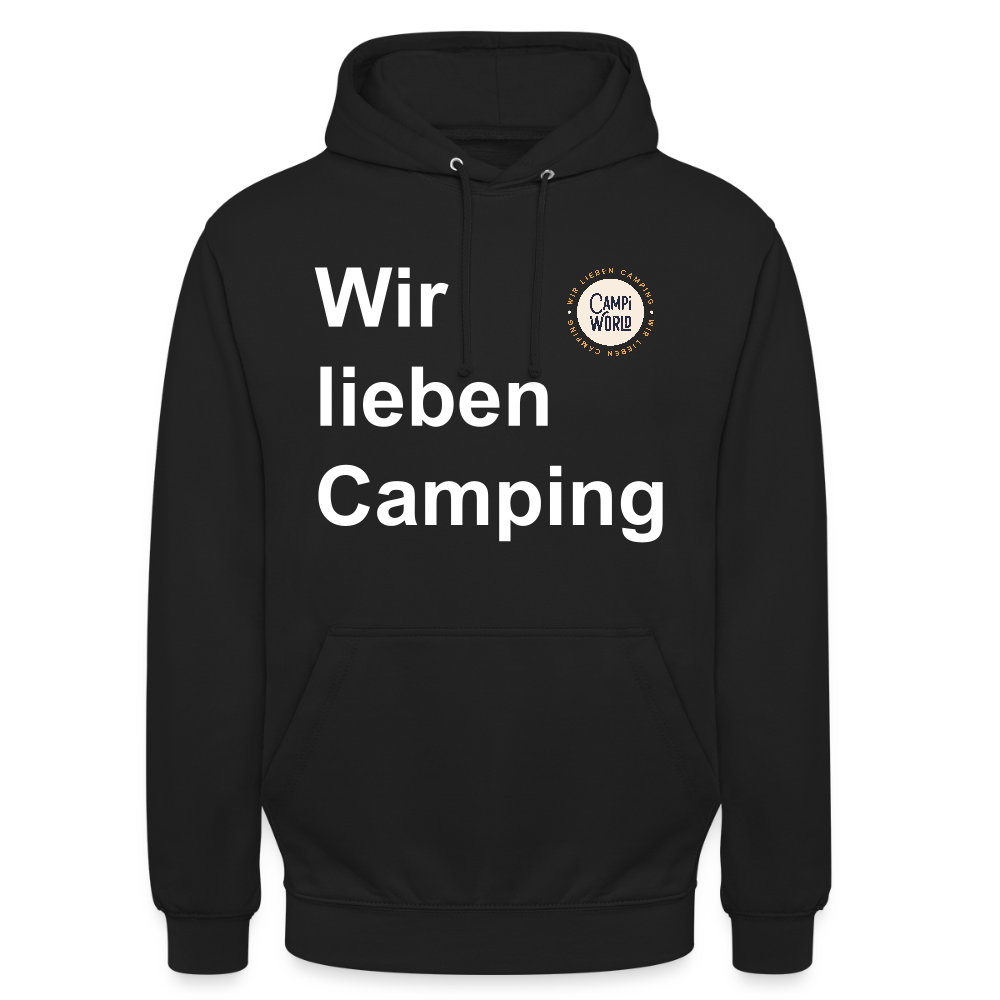 Unisex Hoodie "Wir lieben Camping" - Schwarz