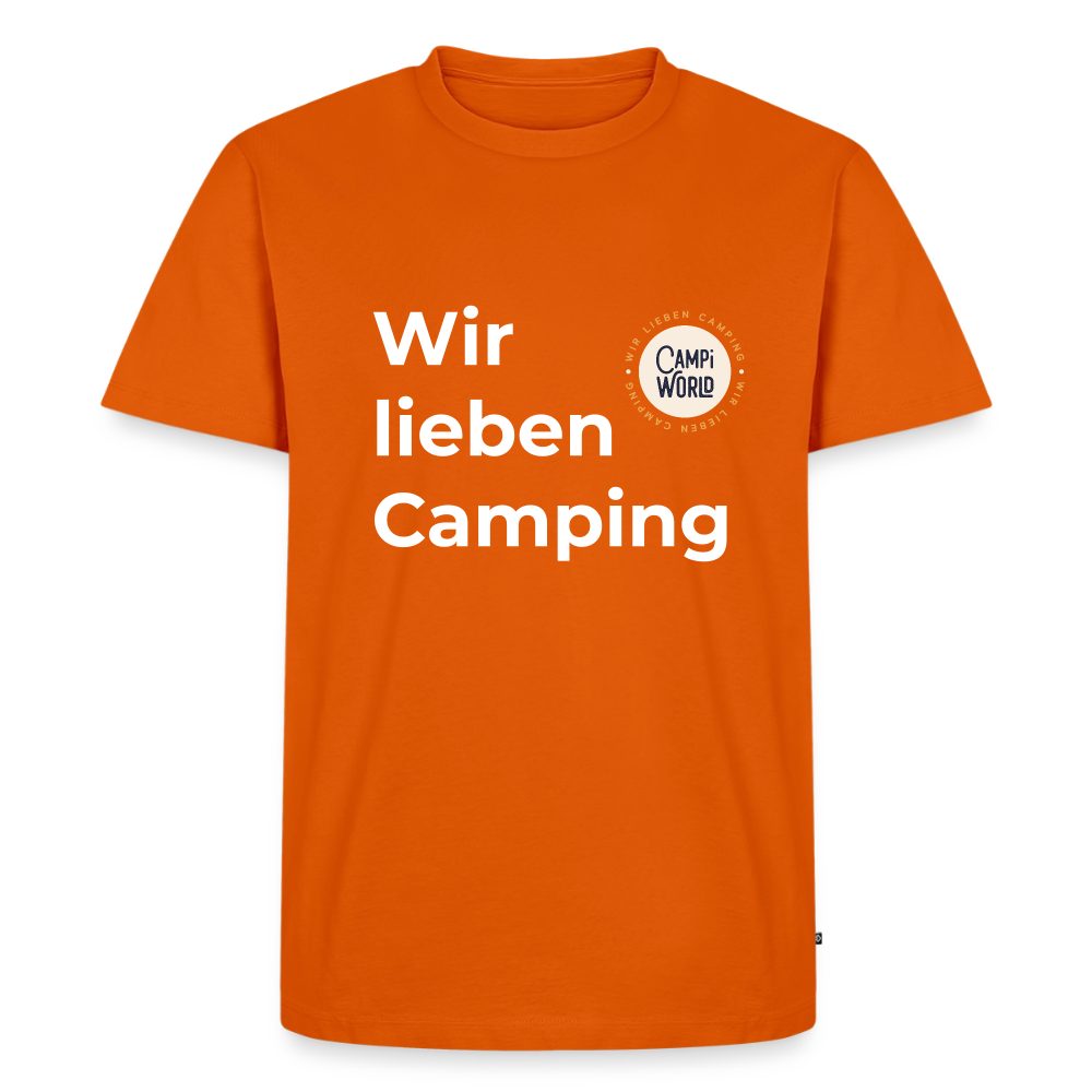 Premium Bio Shirt "Wir lieben Camping" - Orange 