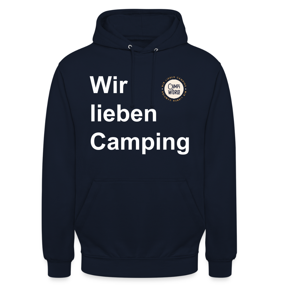 Unisex Hoodie "Wir lieben Camping" - Navy