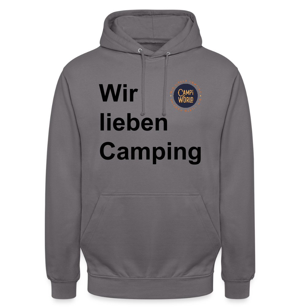 Unisex Hoodie "Wir lieben Camping" - Mittelgrau