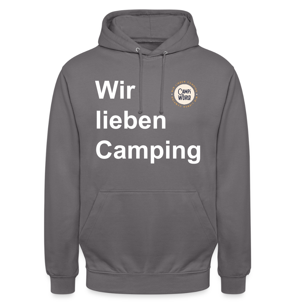 Unisex Hoodie "Wir lieben Camping" - Mittelgrau