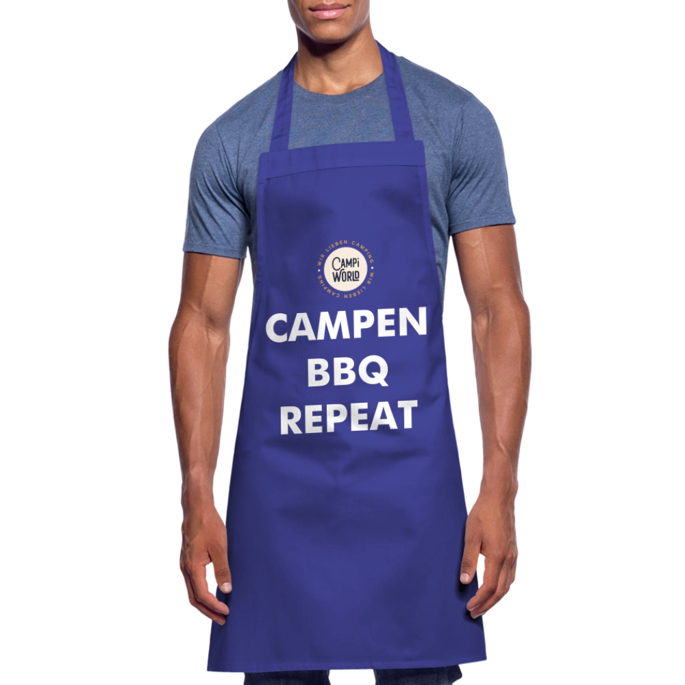 Kochschürze „Campen BBQ Repeat“ - Royalblau