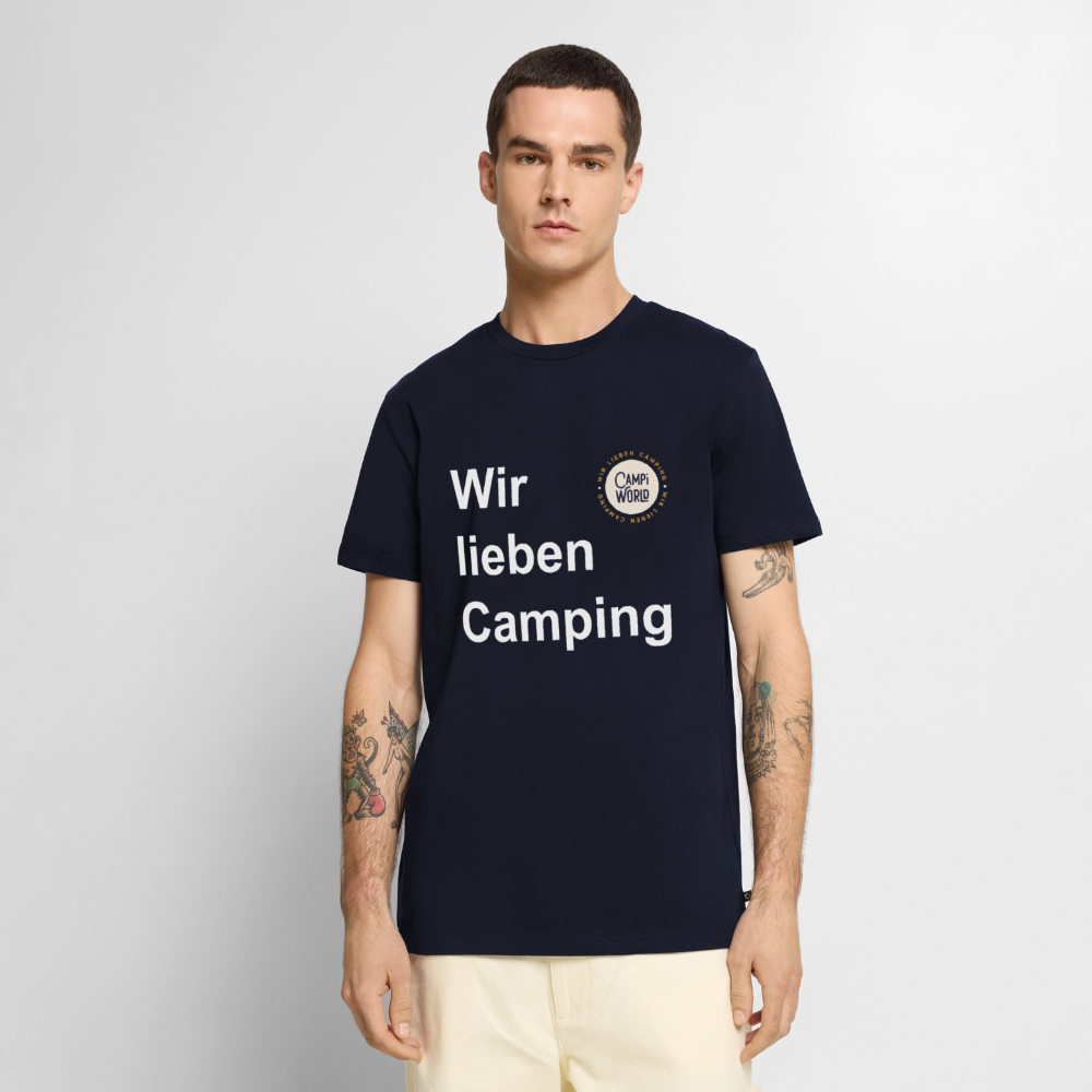 Premium Bio Shirt "Wir lieben Camping" - Navy