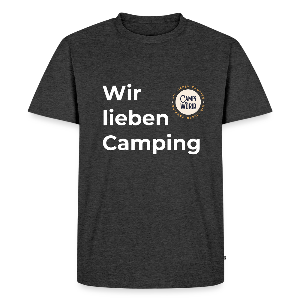 Premium Bio Shirt "Wir lieben Camping" - Anthrazit meliert