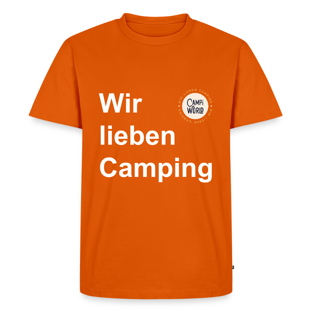 Premium Bio Shirt "Wir lieben Camping" - Orange 