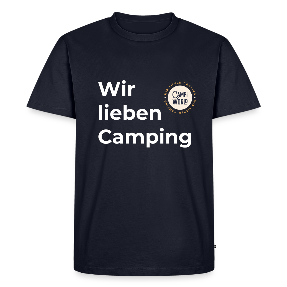 Premium Bio Shirt "Wir lieben Camping" - Navy