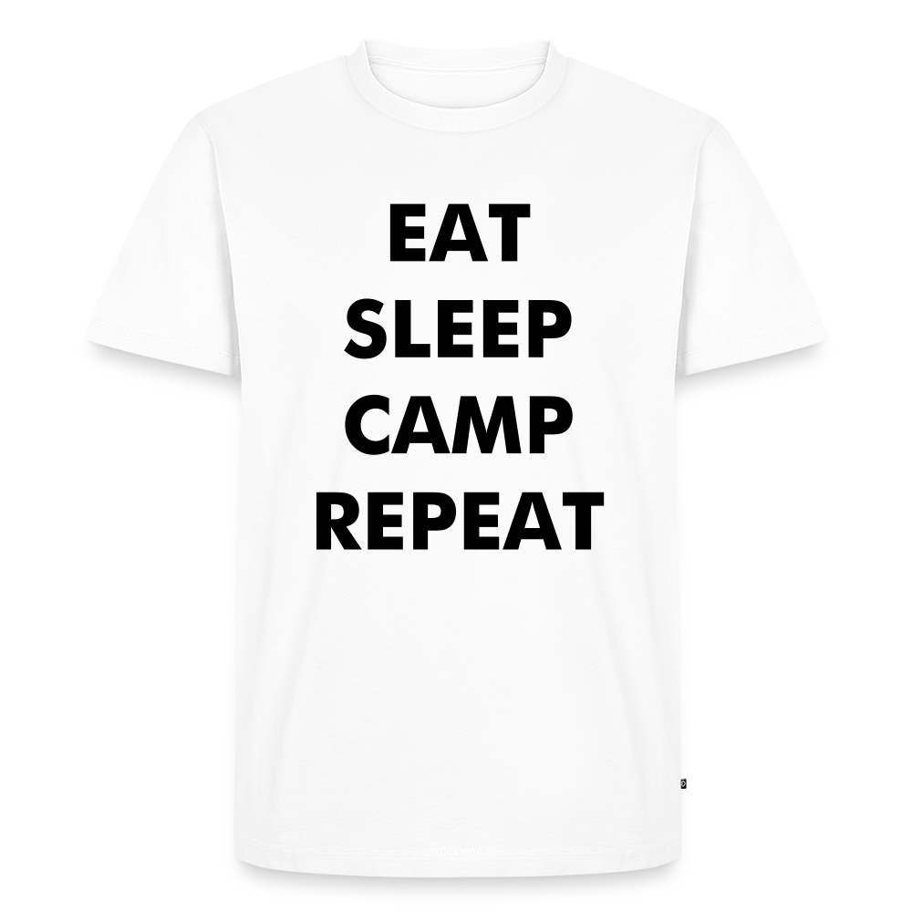 Männer Premium T-Shirt „Eat Sleep Camp Repeat“ - Weiß
