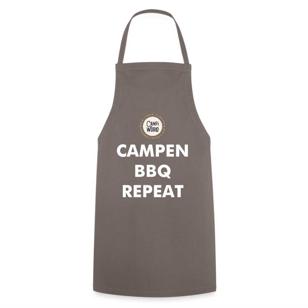 Kochschürze „Campen BBQ Repeat“ - Grau