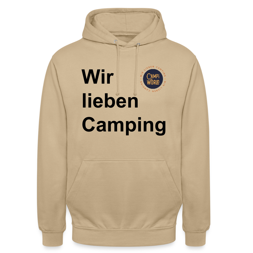 Unisex Hoodie "Wir lieben Camping" - Beige