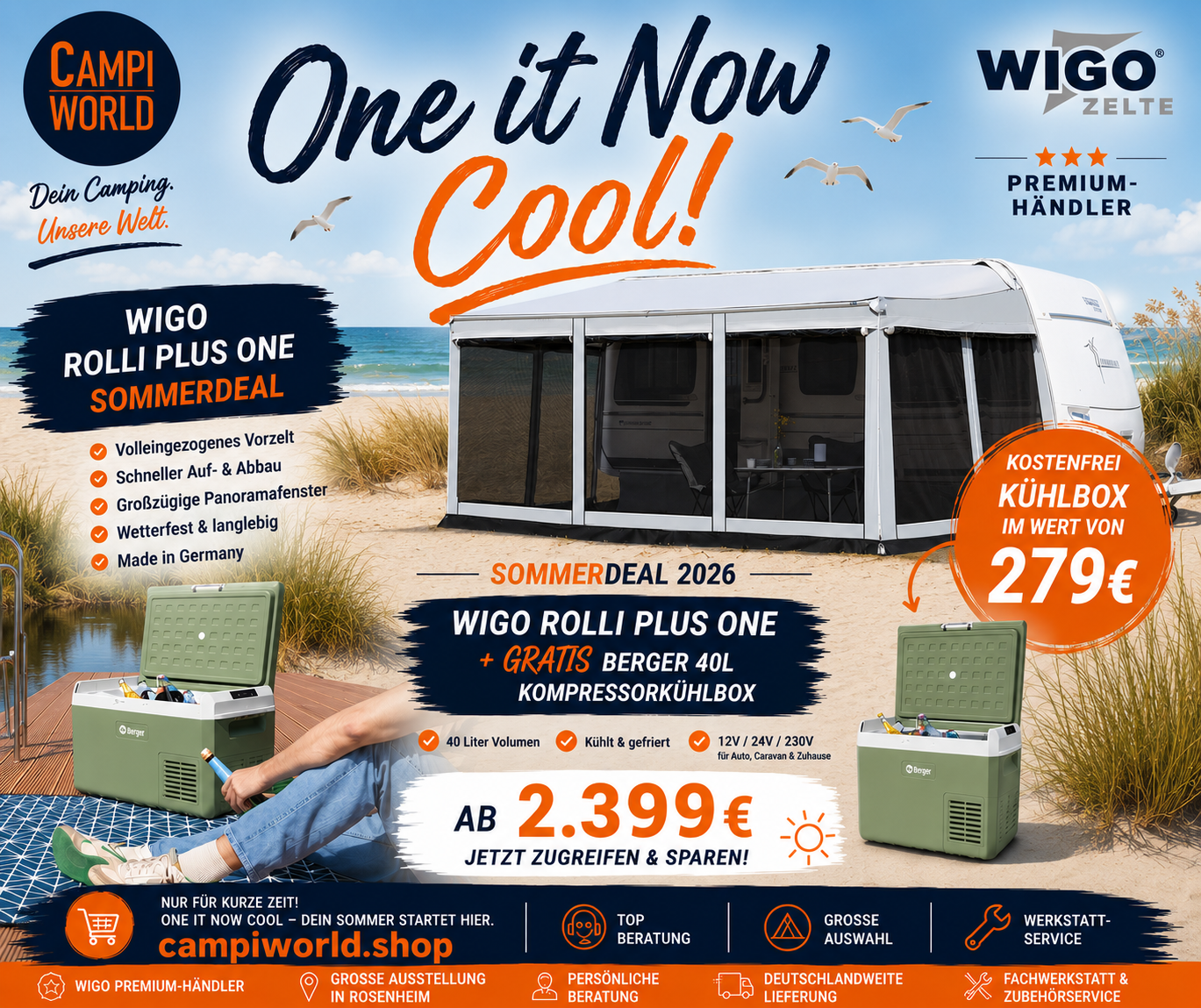 Wigo Rolli Plus ONE Komplettset - Sommerdeal inkl. Kompressorkühlbox