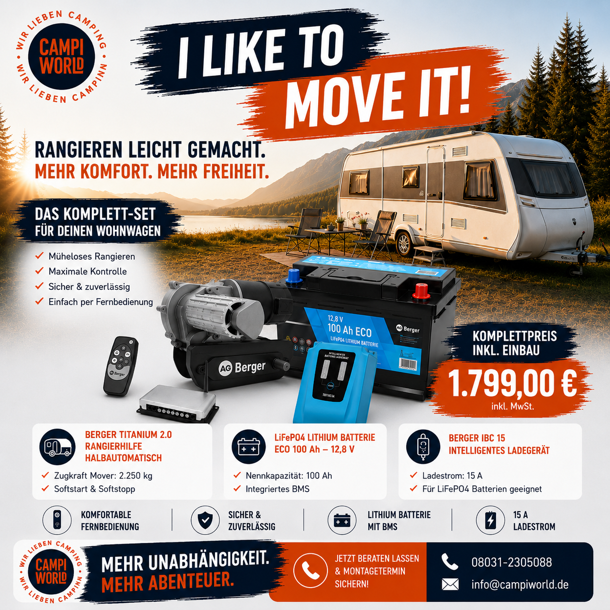 Berger Titanium 2.0 Rangierhilfe Komplett-Set inkl. Einbau
