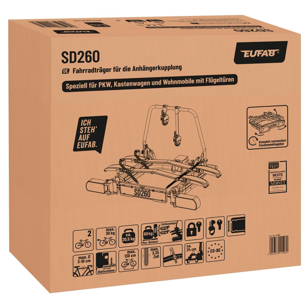 EUFAB/LAS SD 260 Fügeltür Kupplungsträger silber