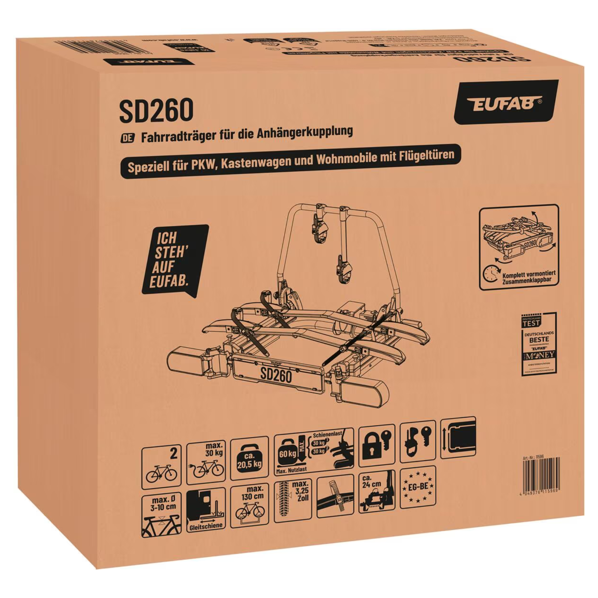 EUFAB/LAS SD 260 Fügeltür Kupplungsträger silber