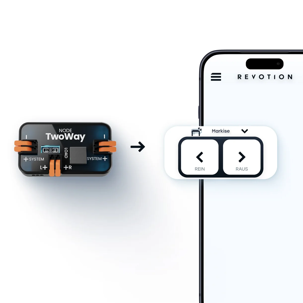 REVOTION NODE TwoWay Markisensteuerung in der REVOTION App