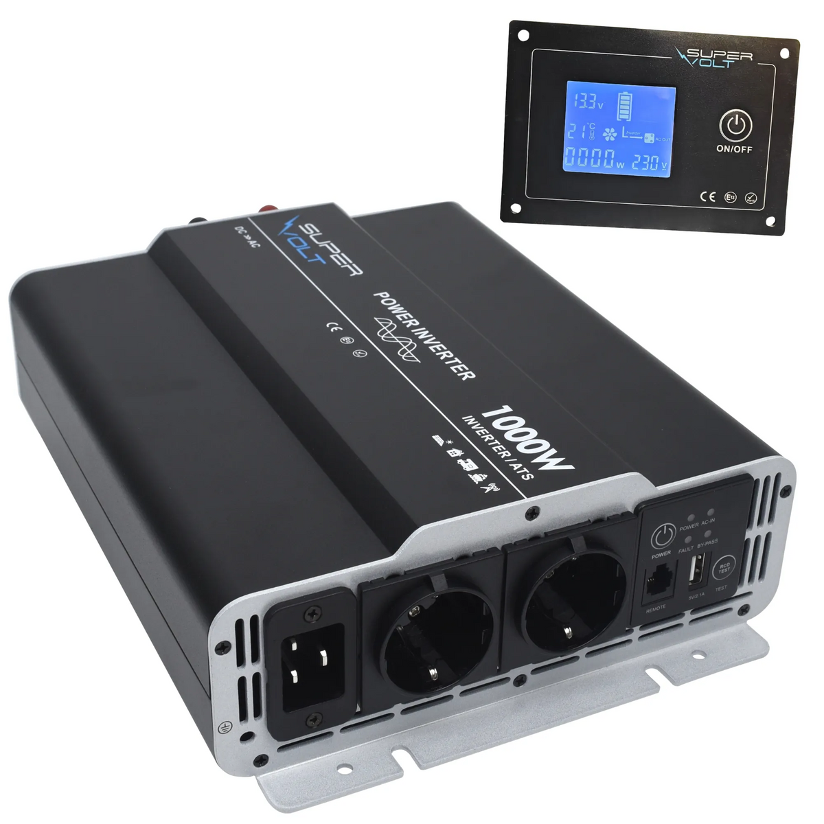 Supervolt 1000 W Sinus-Wechselrichter mit Fernbedienung – Originalbild