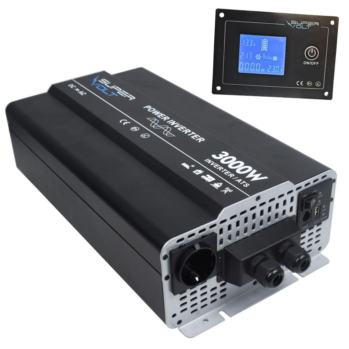 Supervolt 3000 W Sinus-Wechselrichter mit Fernbedienung – Originalbild